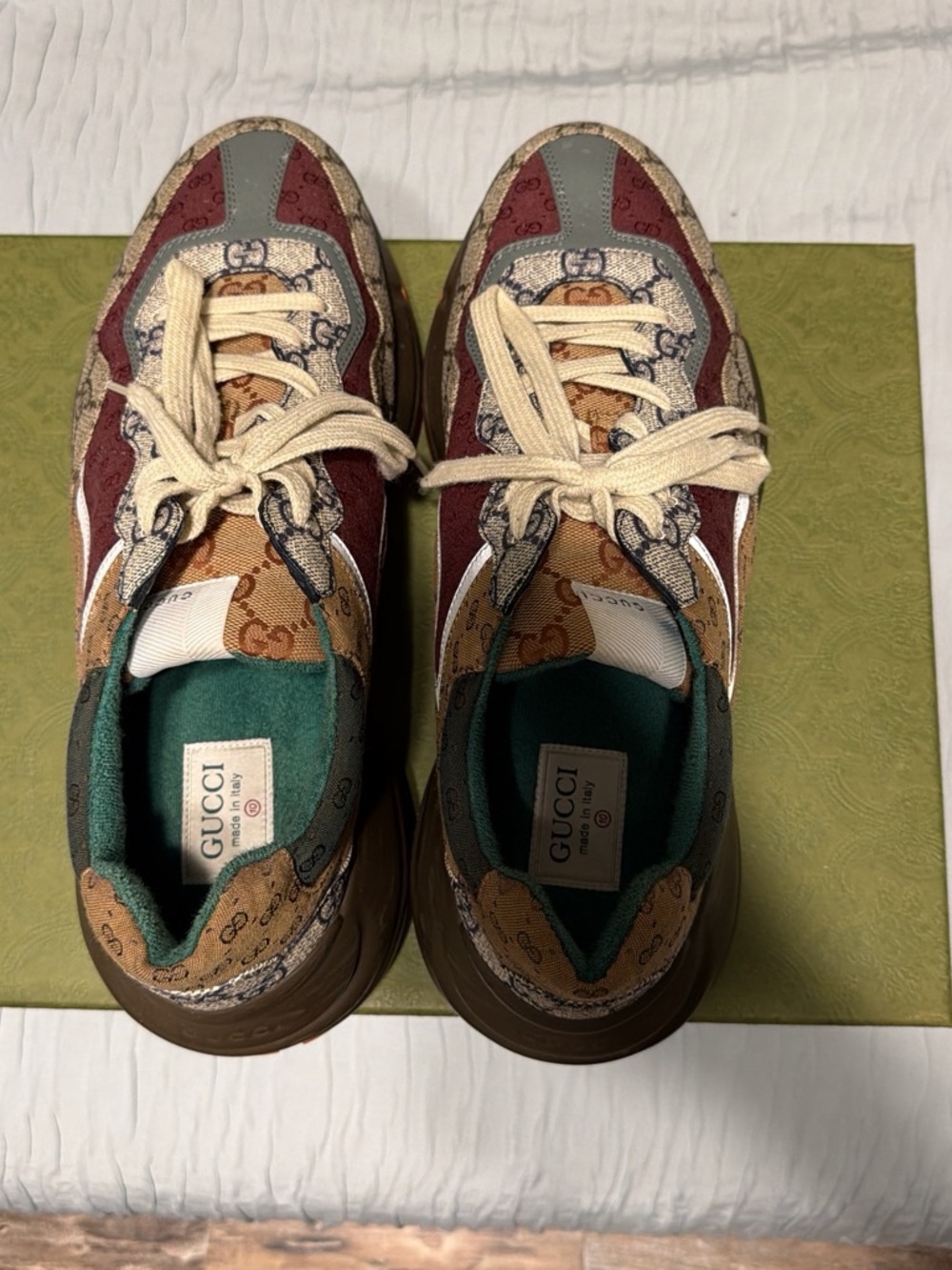 Gucci Multicolor GG Canvas Sneakers - Burgundy, Beige, Gray, Orange - Picture 3 of 4